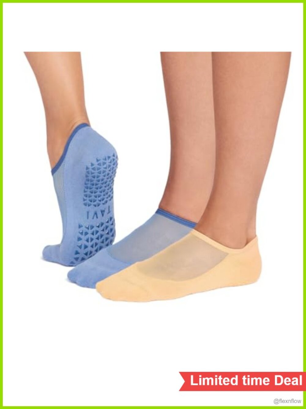 Maddie Pilates Grip Socks 2-Pack Organic Cotton Low Profile